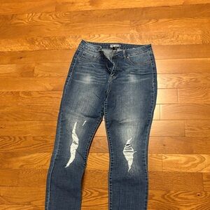 Rewash Dark Blue Distressed Skinny Jeans